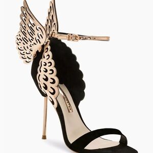 Sophia Webster Black and Gold Angel Wing Heels